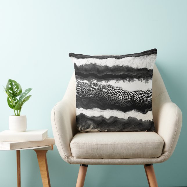 Black and White Abstract Modern Illusion Art Throw Cushion (Chair)