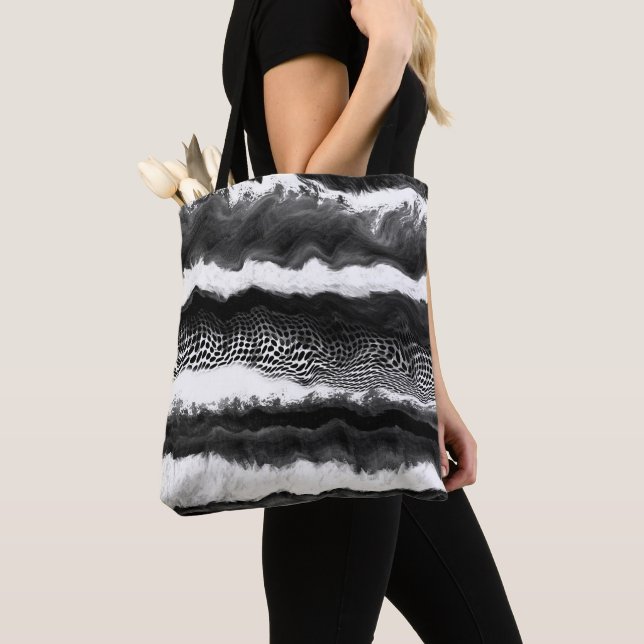 Black and White Abstract Modern Illusion Art    Tote Bag (Close Up)