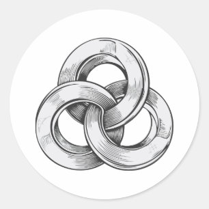 Black and white abstract of three interconnected c classic round sticker