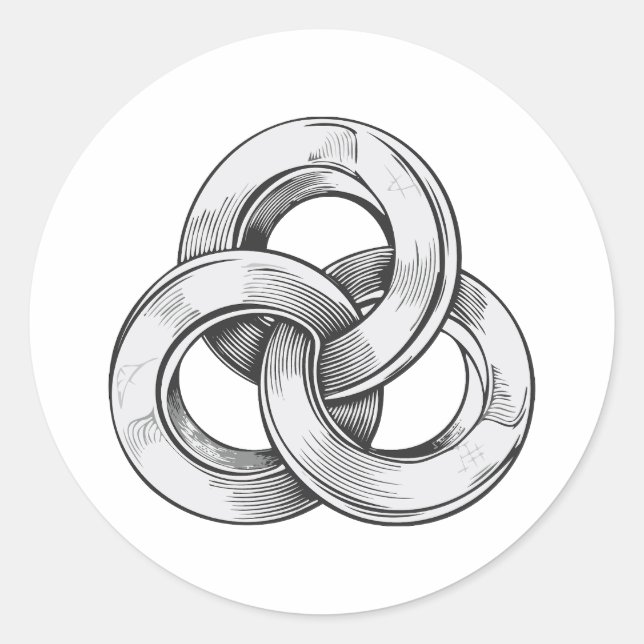 Black and white abstract of three interconnected c classic round sticker (Front)