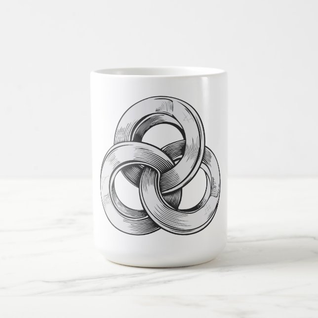 Black and white abstract of three interconnected c coffee mug (Center)