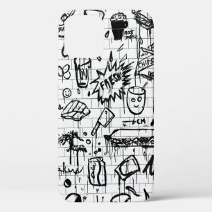 BLACK AND WHITE ABSTRACT PAINTING iPhone 12 CASE