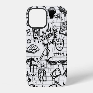 BLACK AND WHITE ABSTRACT PAINTING iPhone 12 CASE