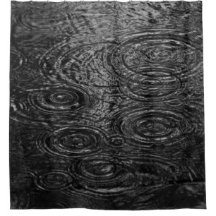 BLACK AND WHITE ABSTRACT PAINTING SHOWER CURTAIN