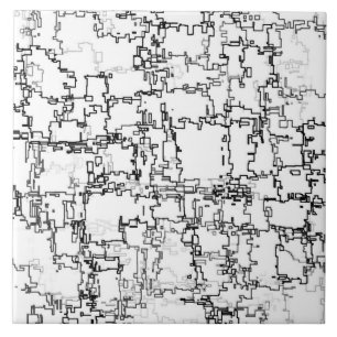 Black and White Abstract Pattern Ceramic Tile
