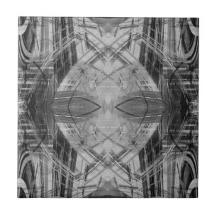 Black and white abstract pattern ceramic tile