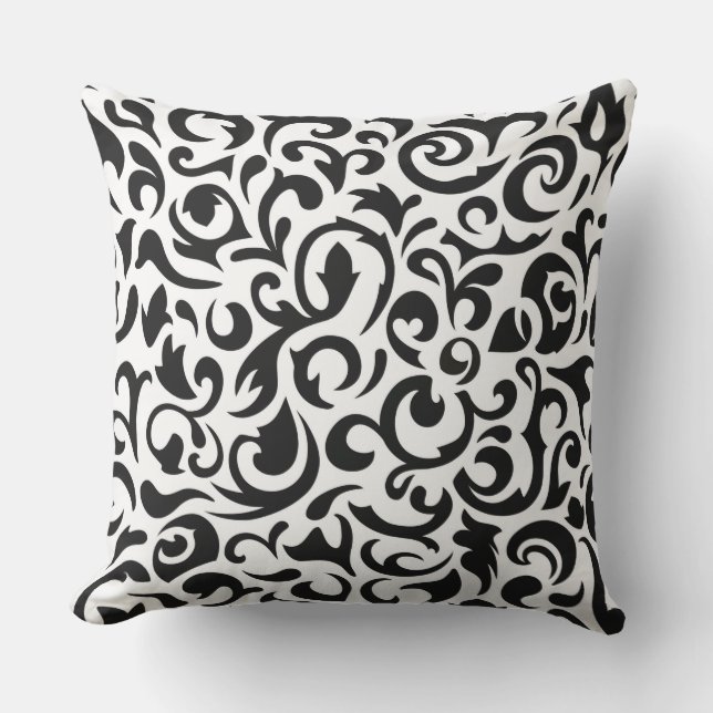 Black and white abstract pattern cushion (Front)