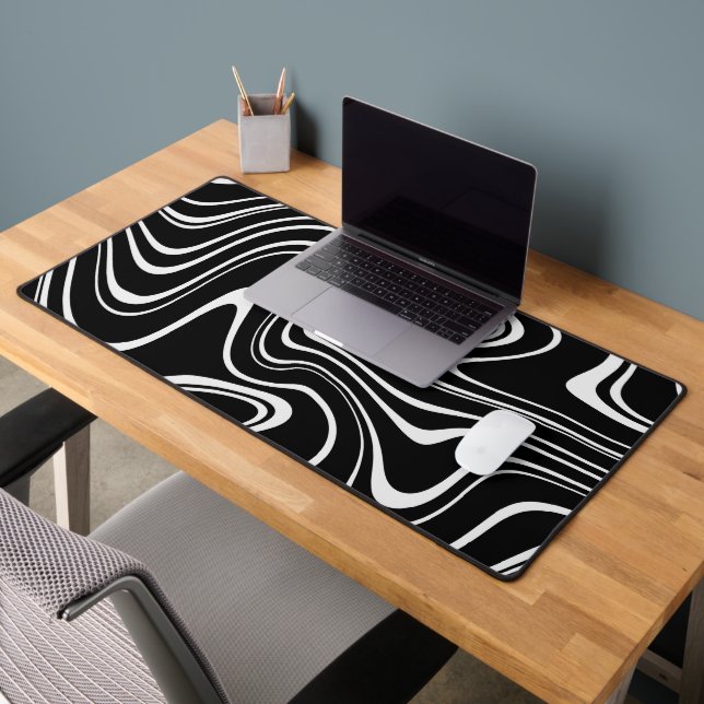 Black and White Abstract Pattern Desk Mat (Office 2)