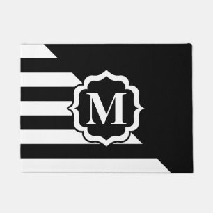 Black and White Abstract Pattern Doormat