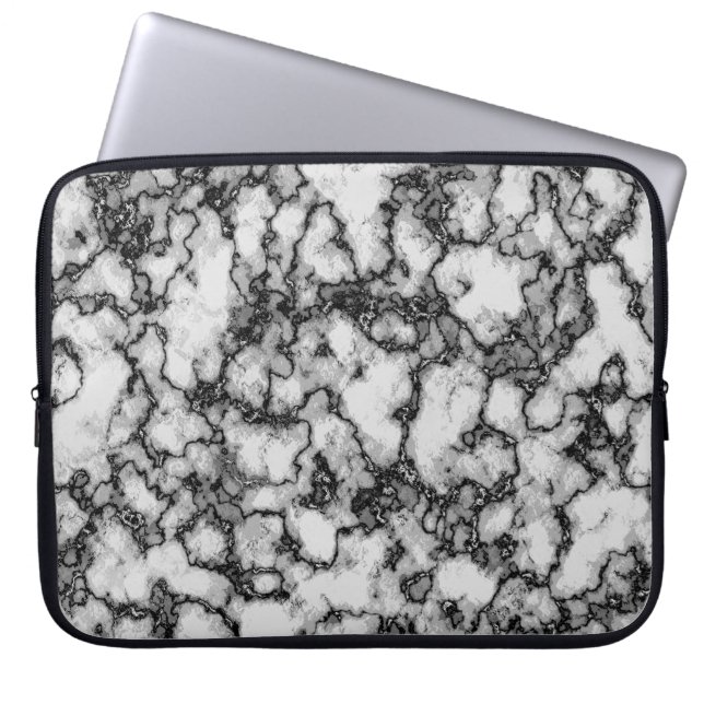 Black and White Abstract Pattern Laptop Sleeve (Front)