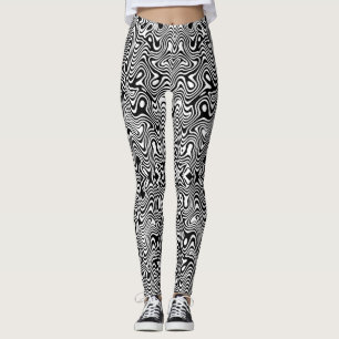 Black and white abstract pattern leggings