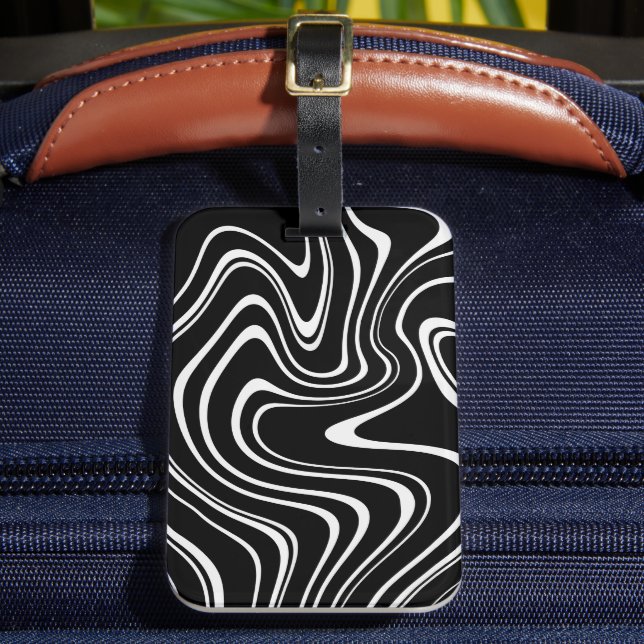 Black and White Abstract Pattern Luggage Tag (Front Insitu 2)