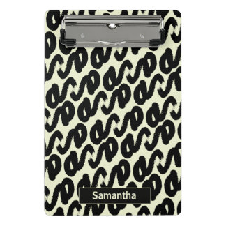 black and white abstract pattern monogram mini clipboard