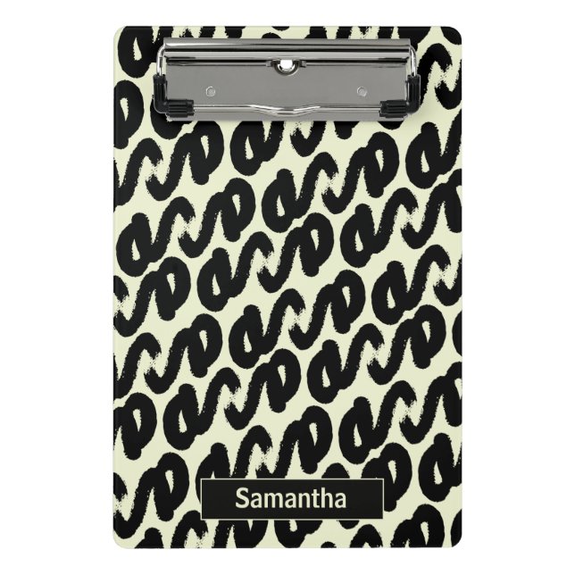 black and white abstract pattern monogram  mini clipboard (Front)