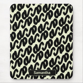 black and white abstract pattern monogram mouse pad