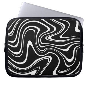 Black and White Abstract Pattern - Personalizable! Laptop Sleeve