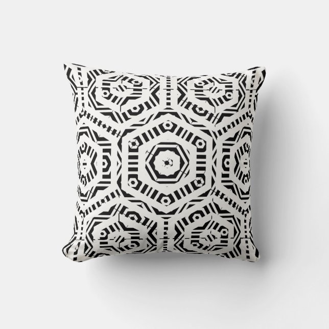 Black and  white  abstract pattern solid back cushion (Front)