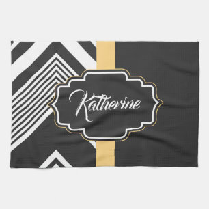 Black and White Abstract Pattern Tea Towel