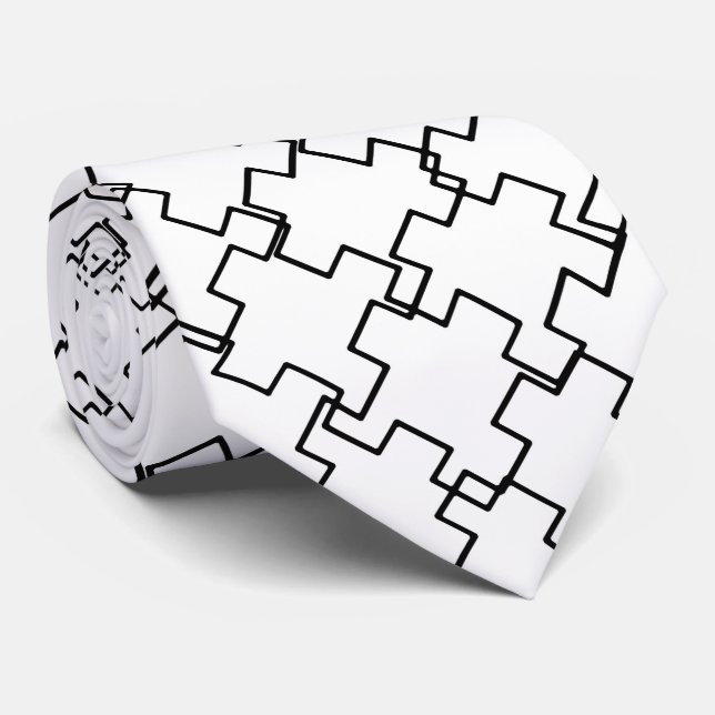 Black and White Abstract Pattern Tie (Rolled)