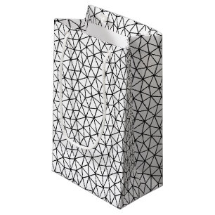Black and white abstract pattern with lines small gift bag