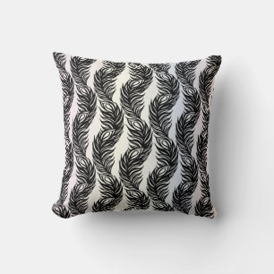 Black and white abstract Peacock feather pattern Cushion