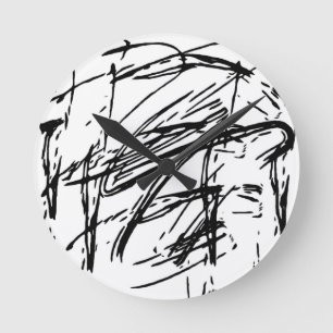Black and white abstract round clock