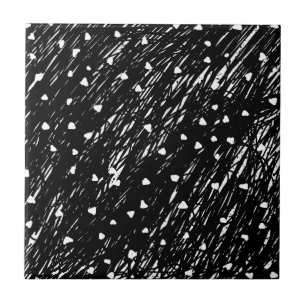 Black and White Abstract Scribble Pattern Ceramic Tile