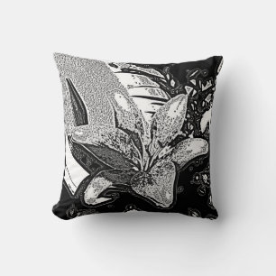 black and white abstract shapes contempory cushion