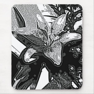black and white abstract shapes contempory mouse pad