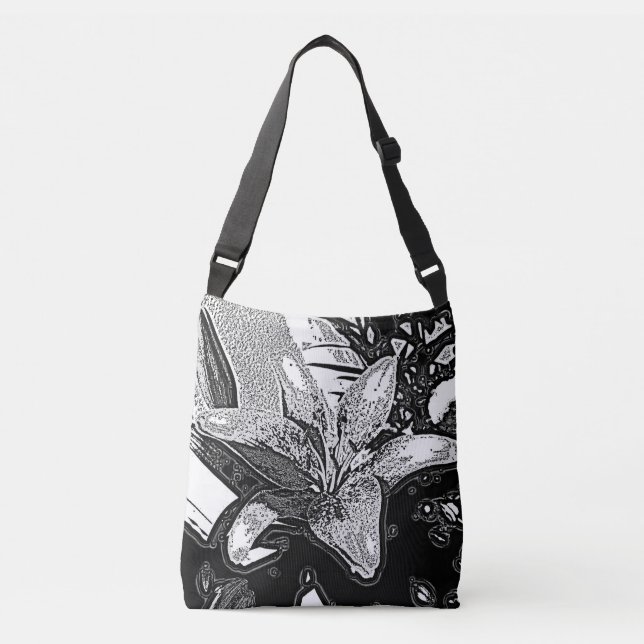 black and white abstract shapes modern crossbody bag (Front)