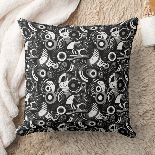 Black and white abstract shapes pattern  cushion (Blanket)