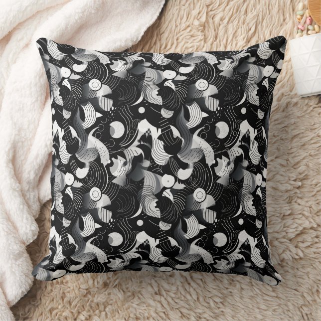 Black and white abstract shapes pattern  cushion (Blanket)