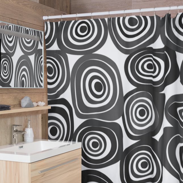 Black and white abstract shapes pattern shower curtain (Creator Uploaded)