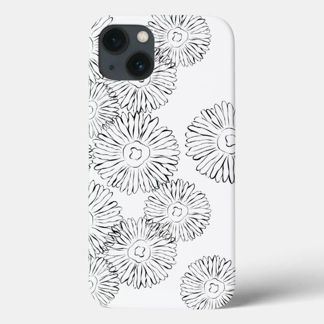 Black and white abstract spring flowers Case-Mate iPhone case (Back)