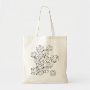 Black and white abstract spring flowers tote bag