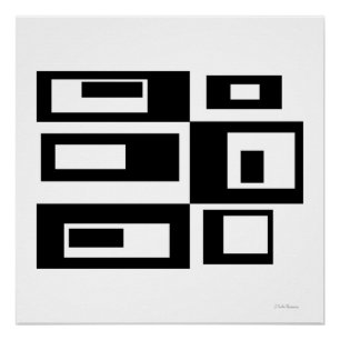 Black and White Abstract Squares POSTER