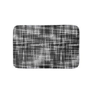Black and White Abstract Stripe Pattern Bath Mat