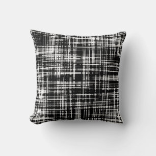 Black and White Abstract Stripe Pattern Cushion
