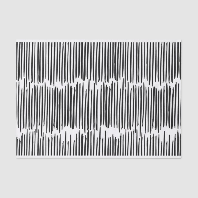 Black and White Abstract Stripe Pattern Tissue Paper (Front)