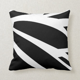 black and white abstract stripes cushion