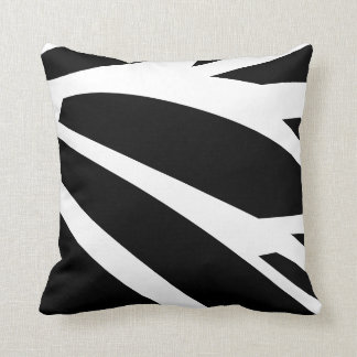 black and white abstract stripes cushion