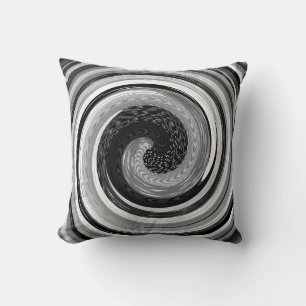 black and white abstract swirls cushion