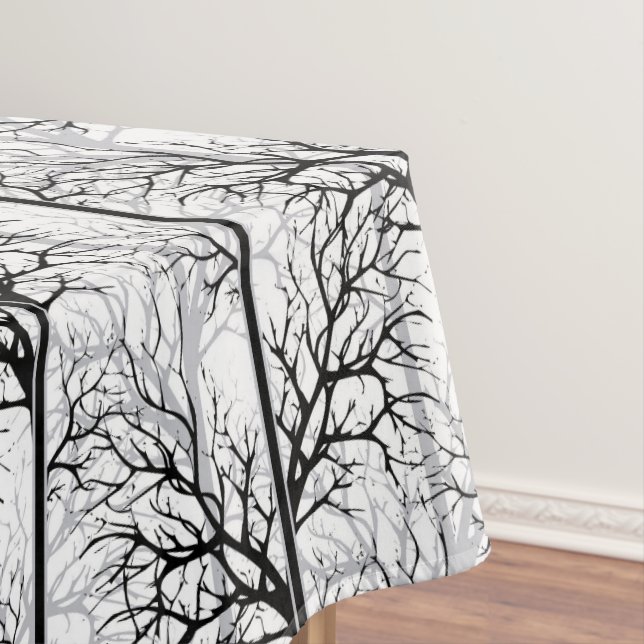 Black and white abstract tablecloth (In Situ)