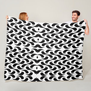 Black and White Abstract Tear Drop Pattern Blanket