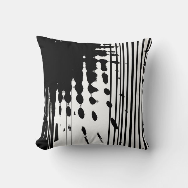 Black and white abstract Throw Pillow (Front)