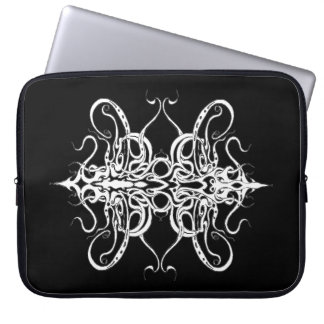 Black and White Abstract Tribal Tattoo Design Laptop Sleeve