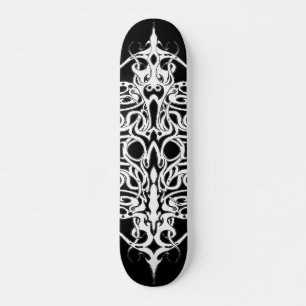 Black and White Abstract Tribal Tattoo Design Skateboard