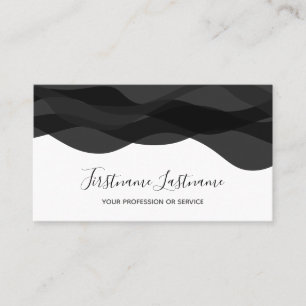 Black and white abstract waves calligraphy busines business card