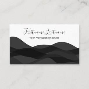 Black and white abstract waves calligraphy business card