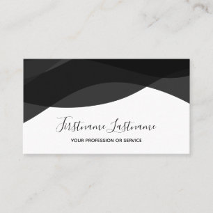 Black and white abstract waves calligraphy business card